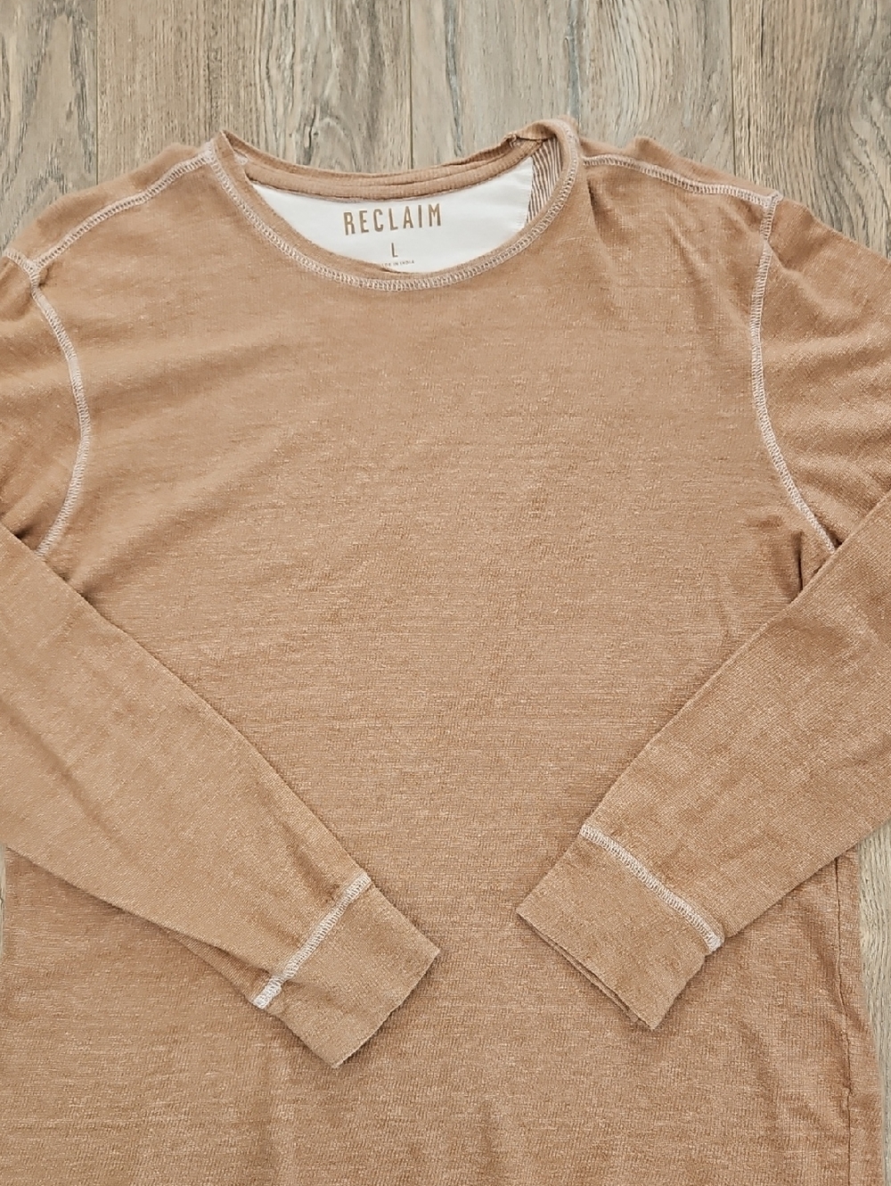 Mens Reclaim Lightweight Long Sleeve Crewneck - Tan